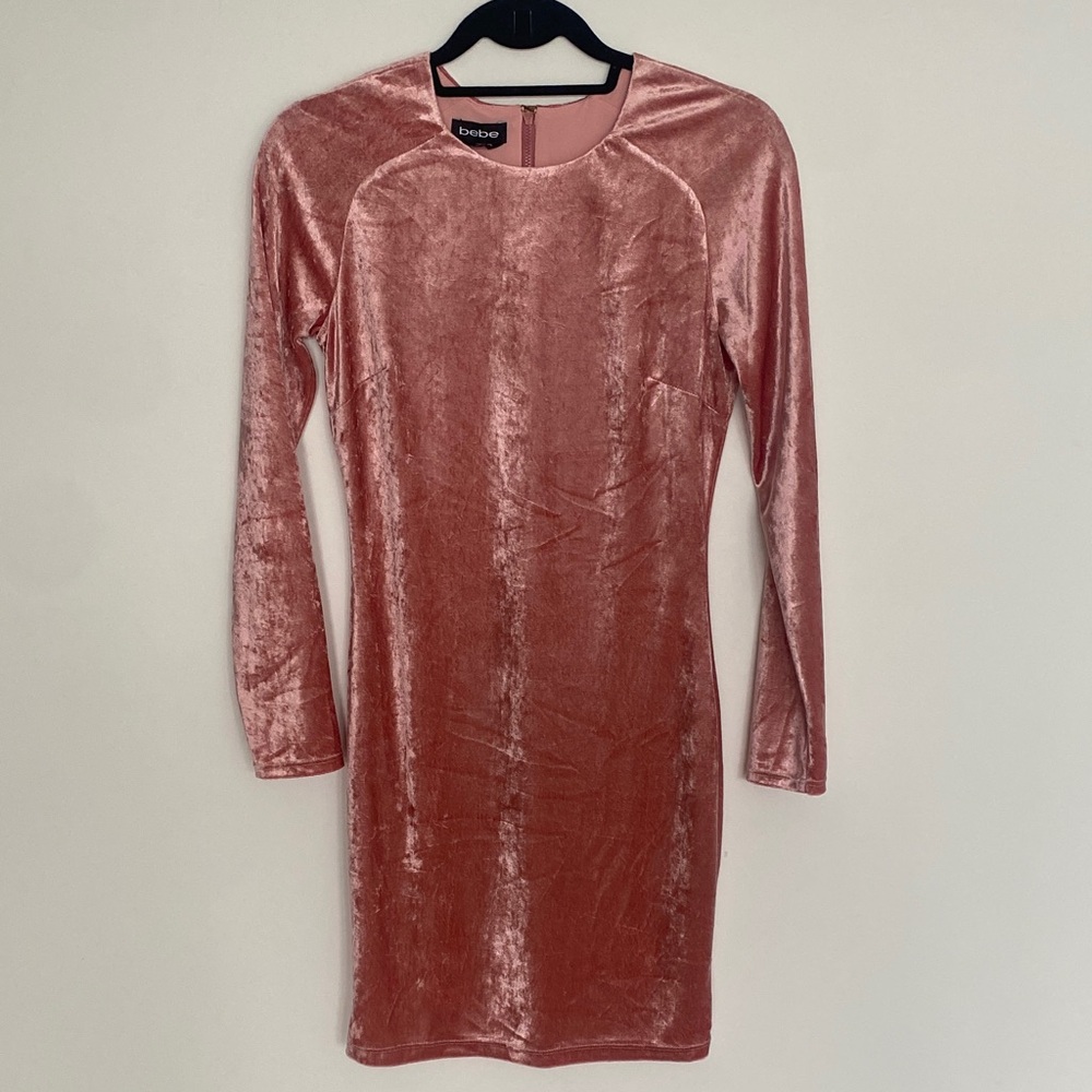 BEBE Crushed velvet Pink Party dress